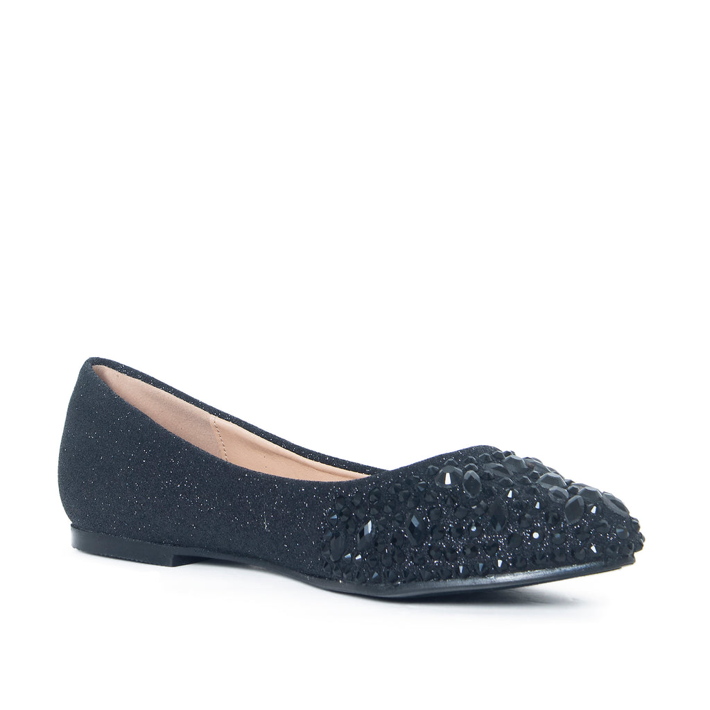 KELSEY-2 Flat | Rhinestone Ballet Slip-On | LaurenLorraine
