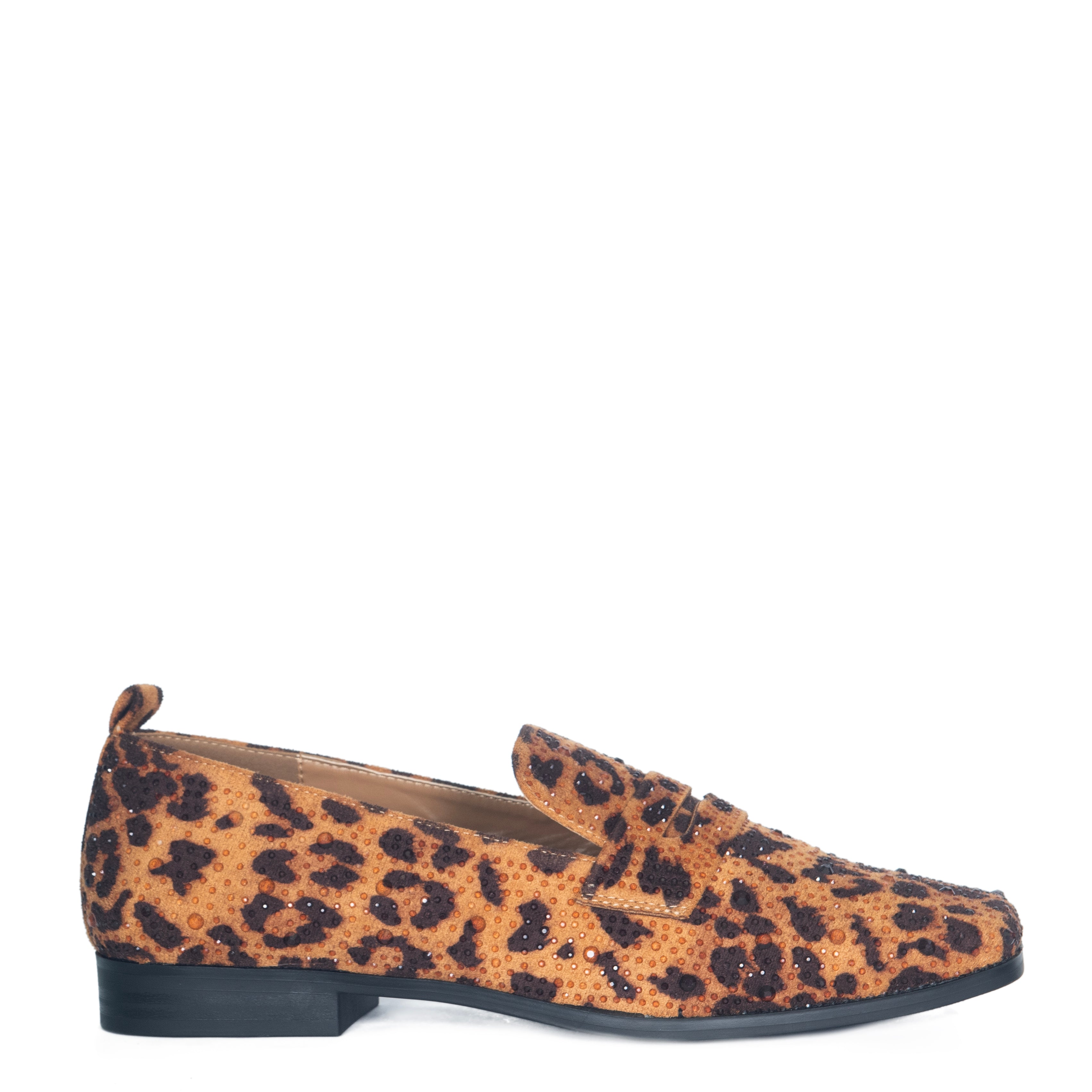 Penny Shoe | Lauren Lorraine Rhinestone & Leopard Print Loafer