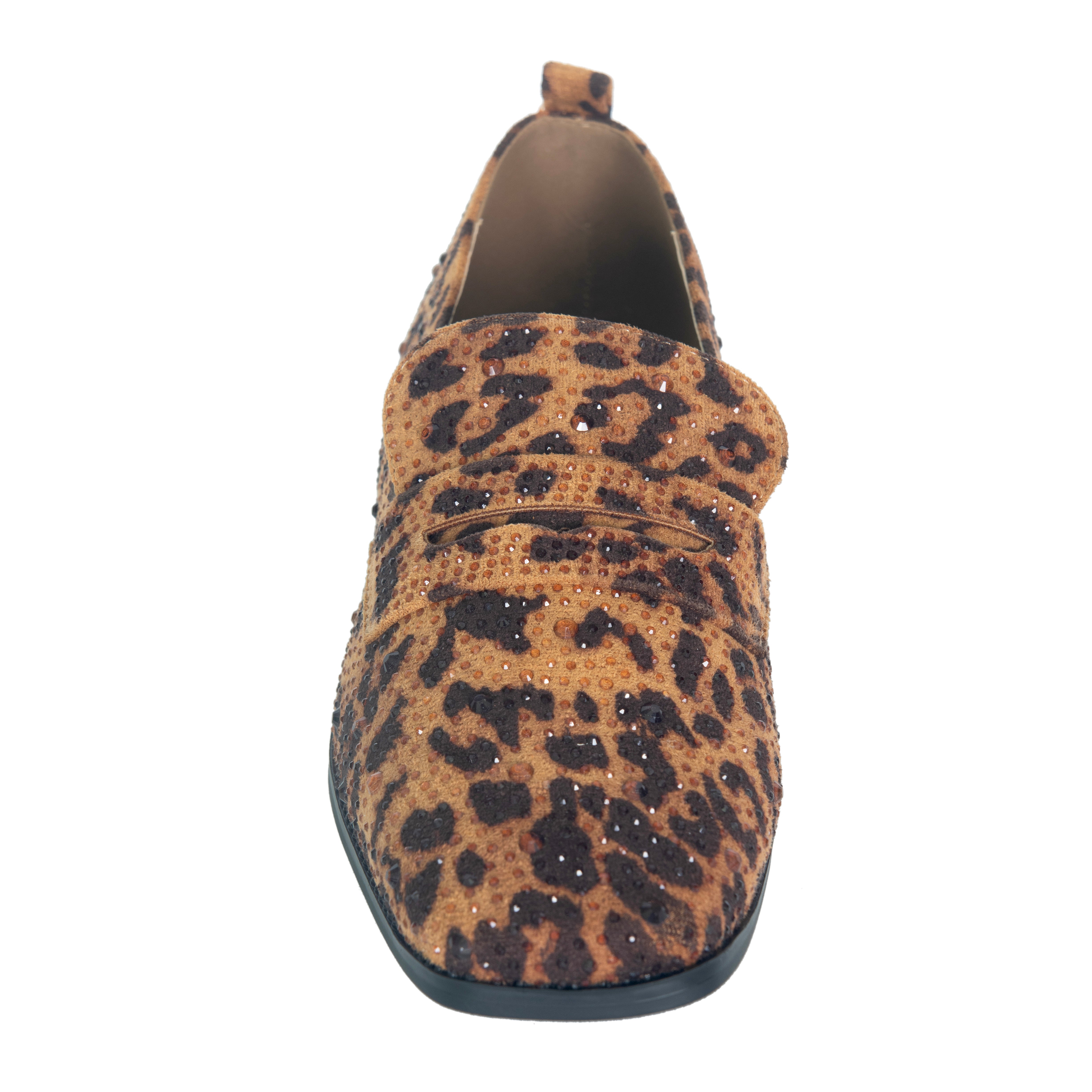 Penny Shoe | Lauren Lorraine Rhinestone & Leopard Print Loafer