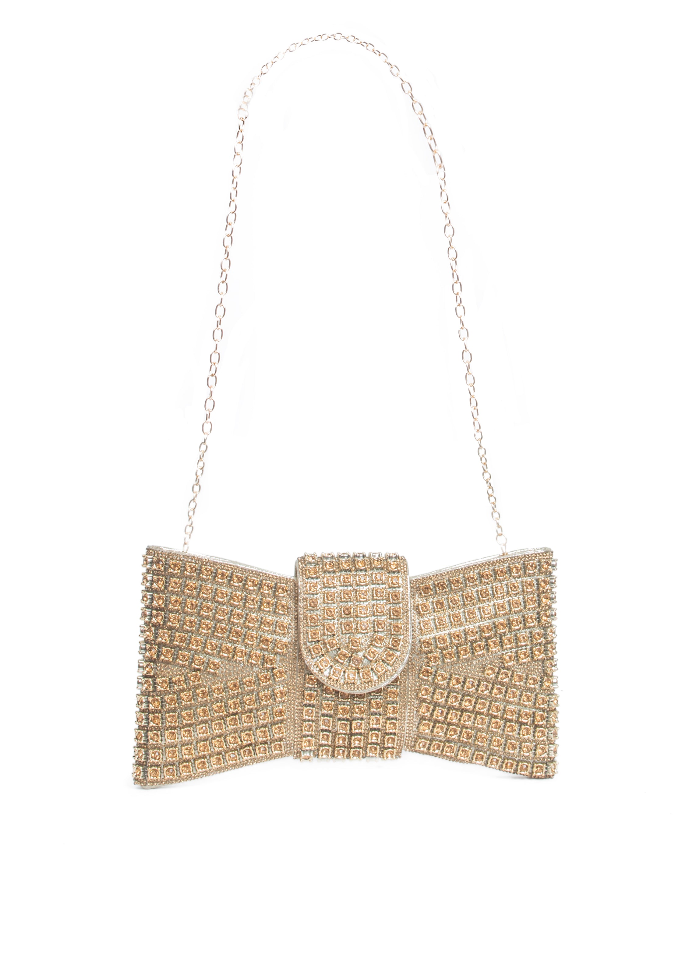 SHERIE Clutch | Rhinestone Bow Evening Bag