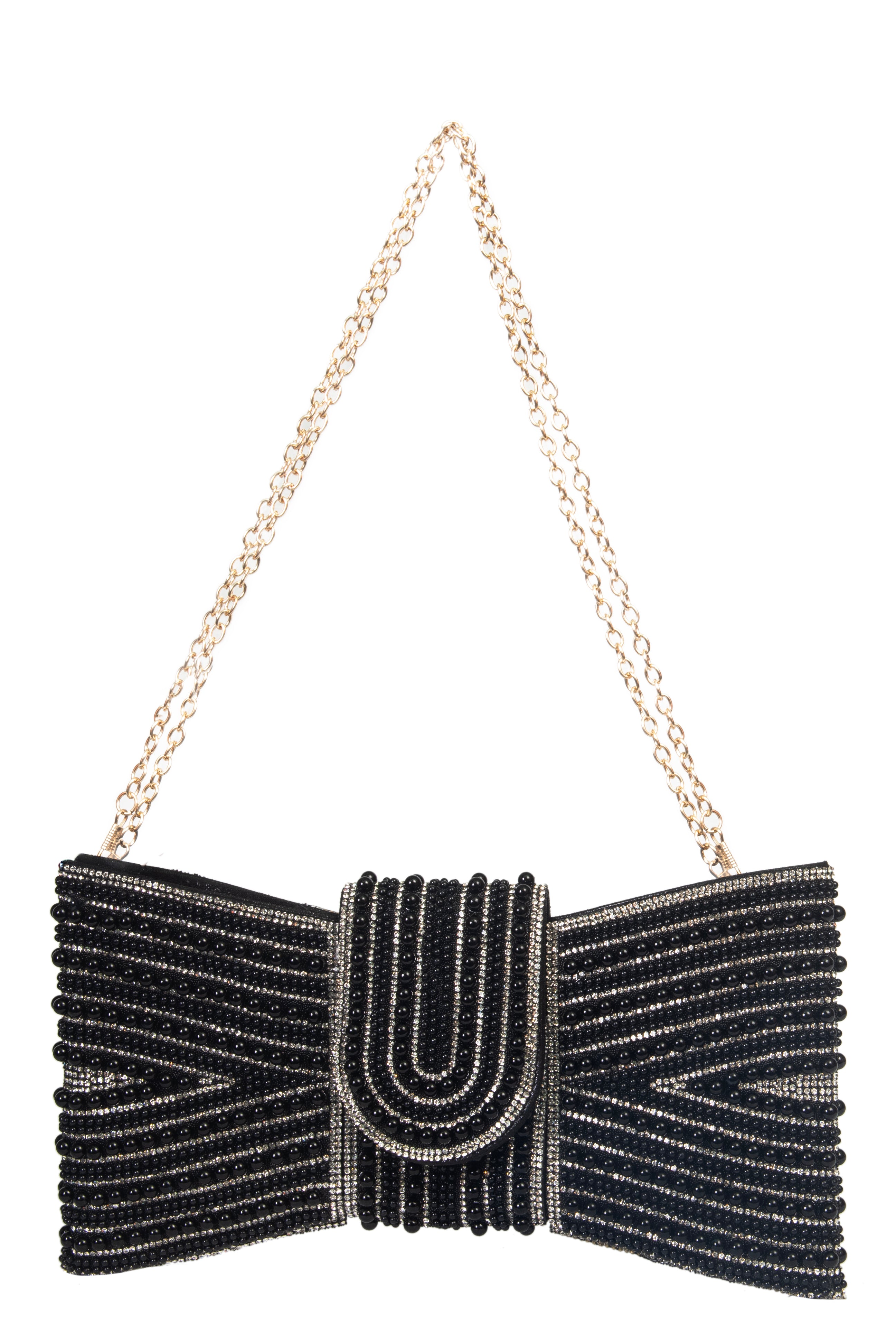 SHERIE Clutch | Rhinestone Bow Evening Bag