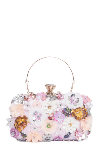 FLOWER Clutch | Rhinestone Floral Evening Bag | LaurenLorraine