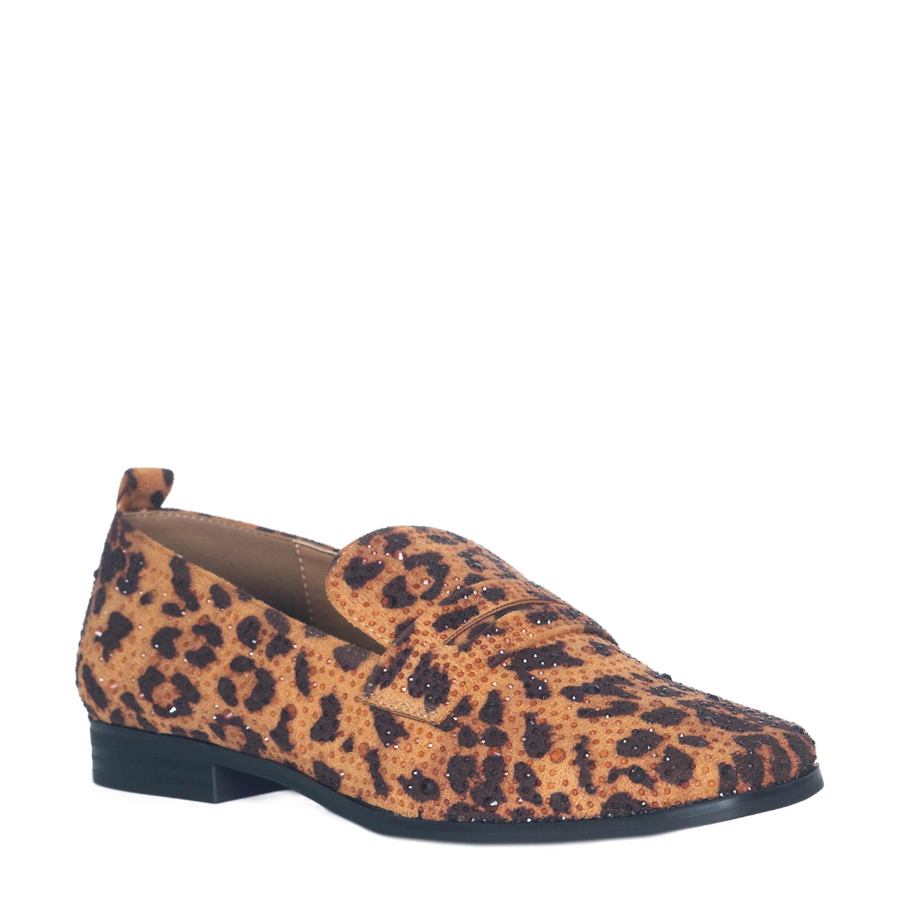 Penny Shoe | Lauren Lorraine Rhinestone & Leopard Print Loafer