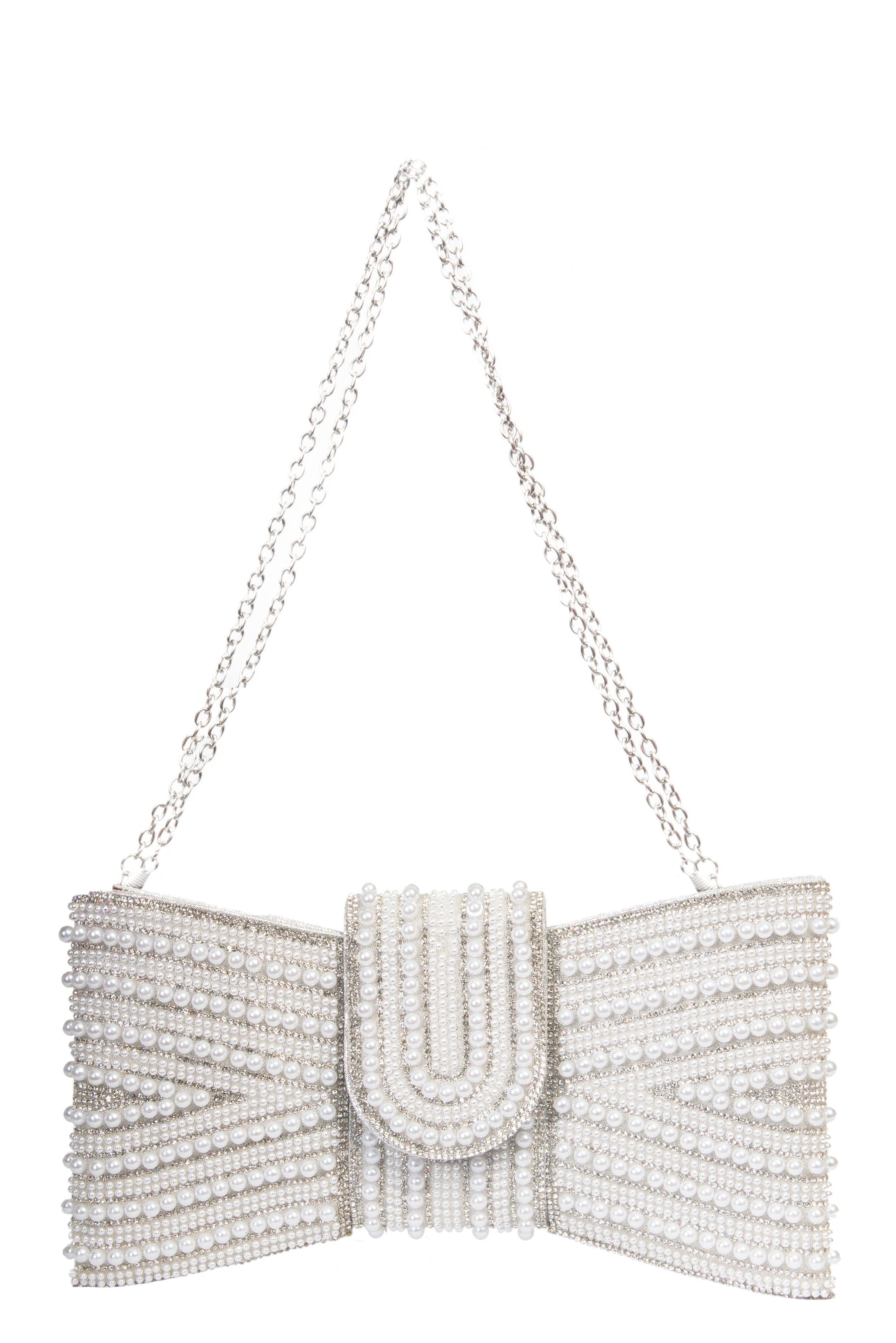SHERIE Clutch | Rhinestone Bow Evening Bag