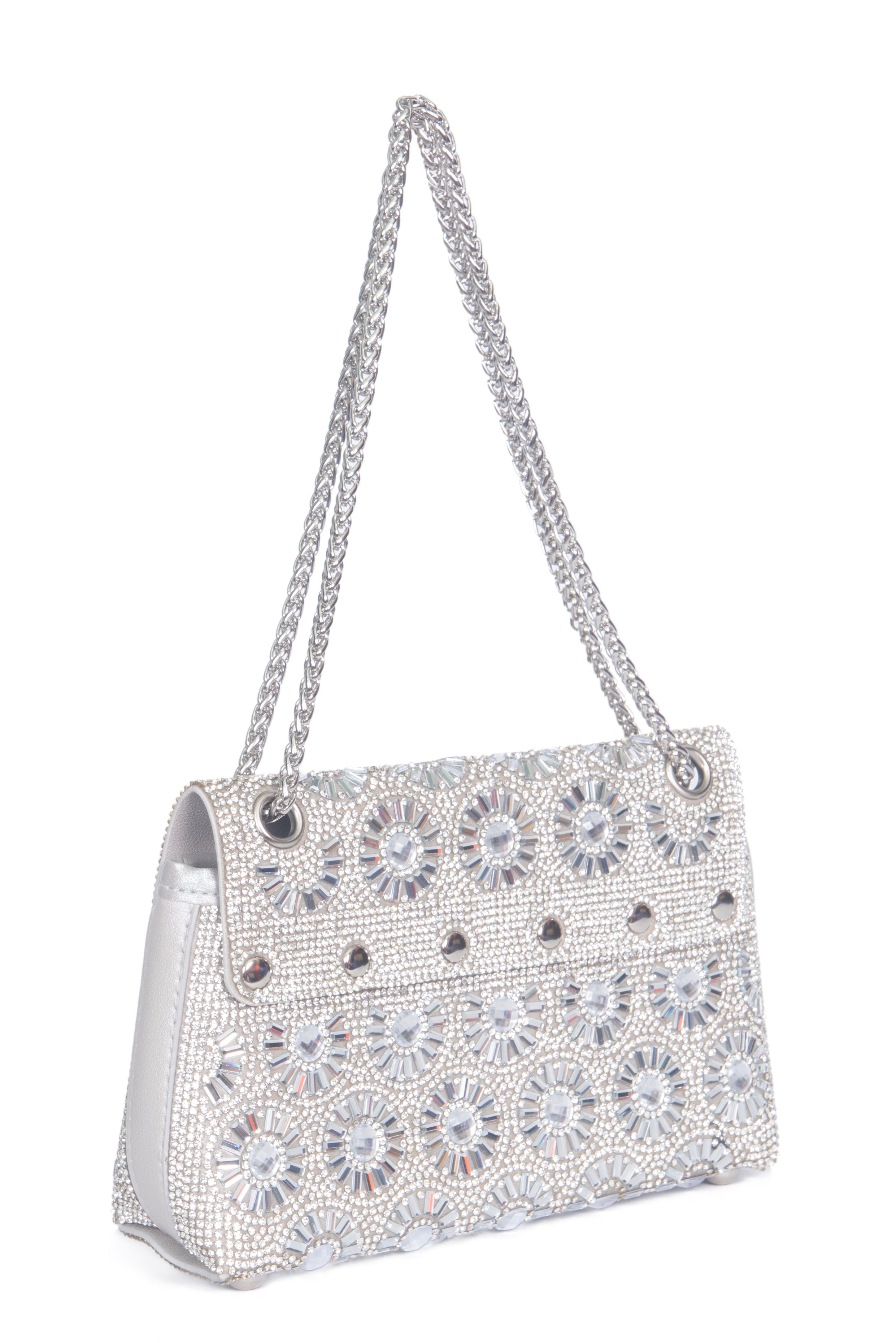 SUNFLOWER Bag | Silver Studded Fold-Over Bag