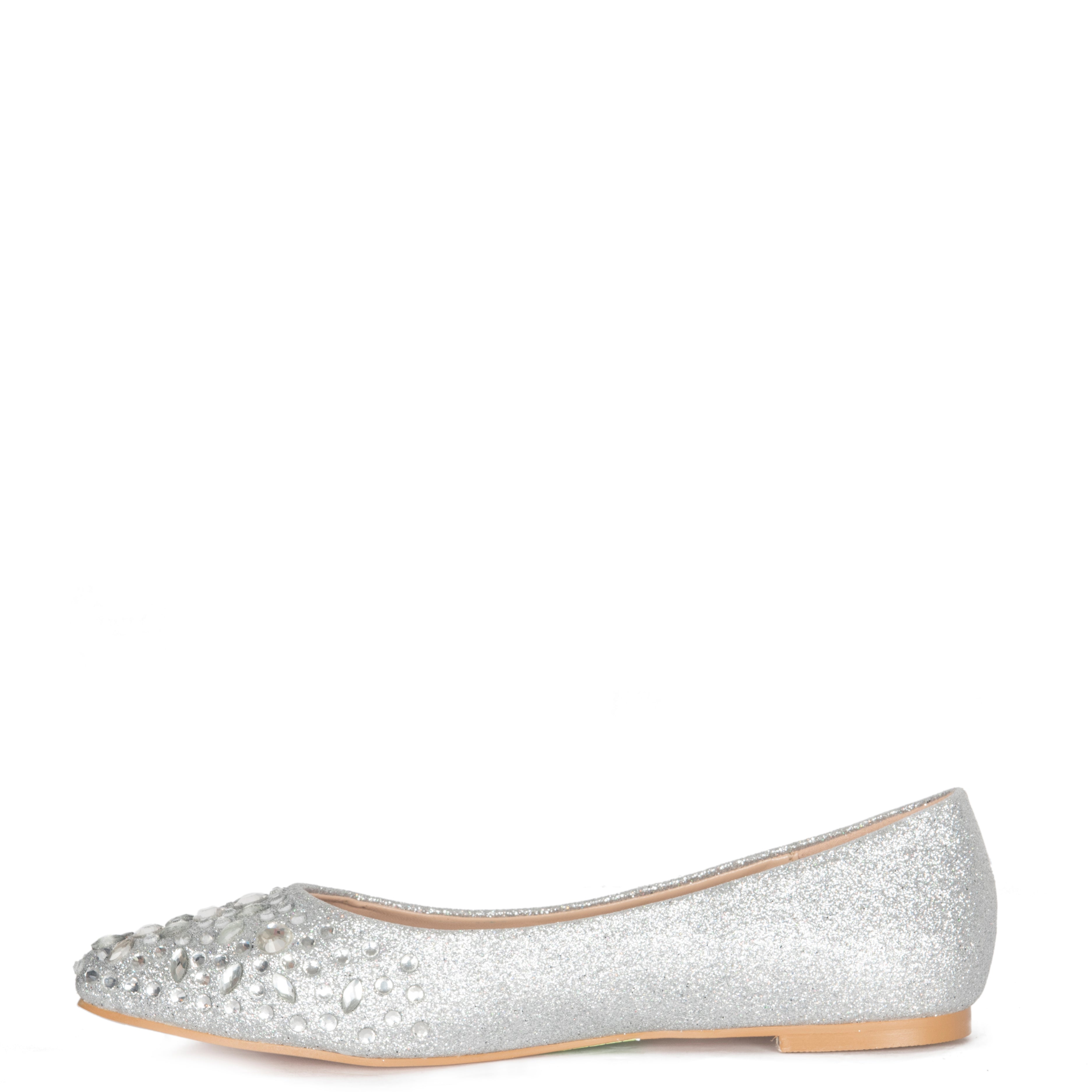 Silver best sale rhinestone flats